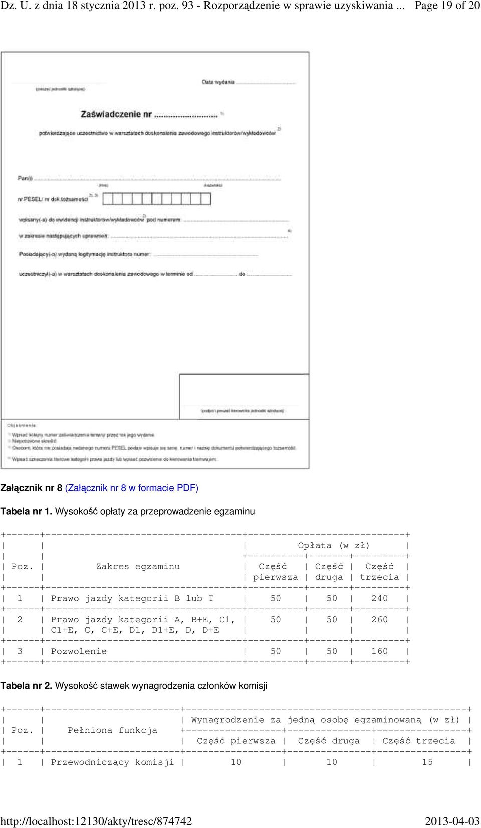 Zakres egzaminu Część Część Część pierwsza druga trzecia +------+-----------------------------------+----------+-------+---------+ 1 Prawo jazdy kategorii B lub T 50 50 240