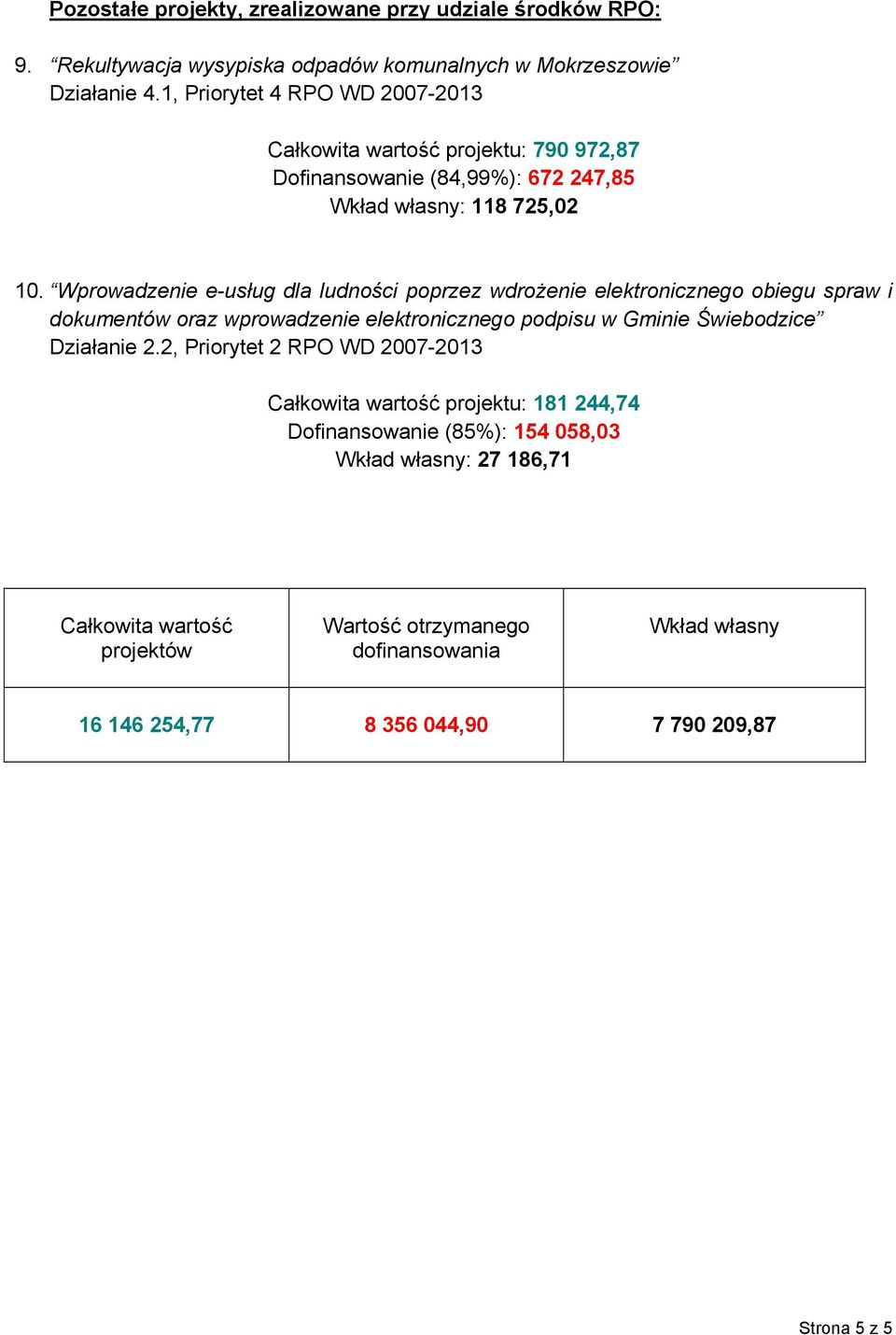 Wprowadzenie e-usług dla ludności poprzez wdrożenie elektronicznego obiegu spraw i dokumentów oraz wprowadzenie elektronicznego podpisu w Gminie Świebodzice Działanie 2.