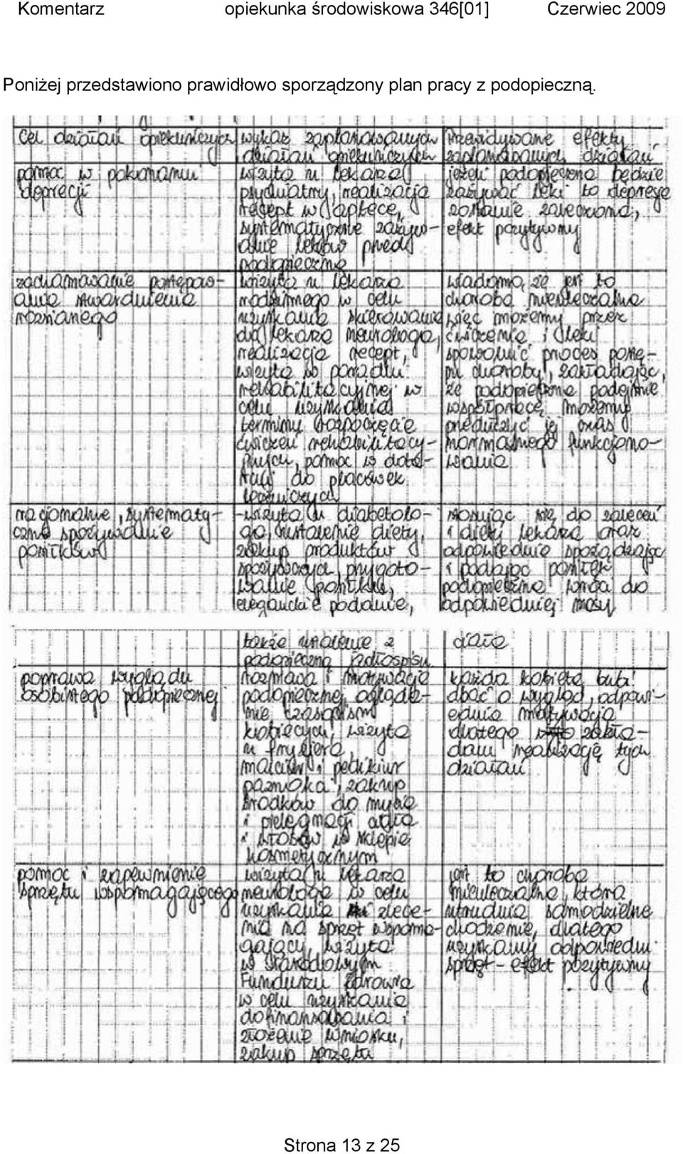 sporządzony plan