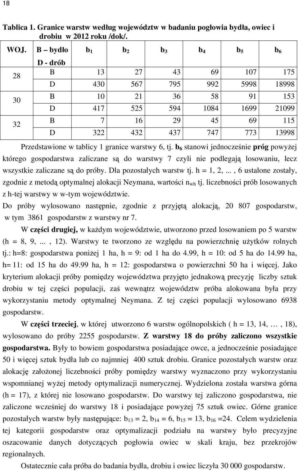 Przedstawione w tablicy 1 granice warstwy 6, tj.