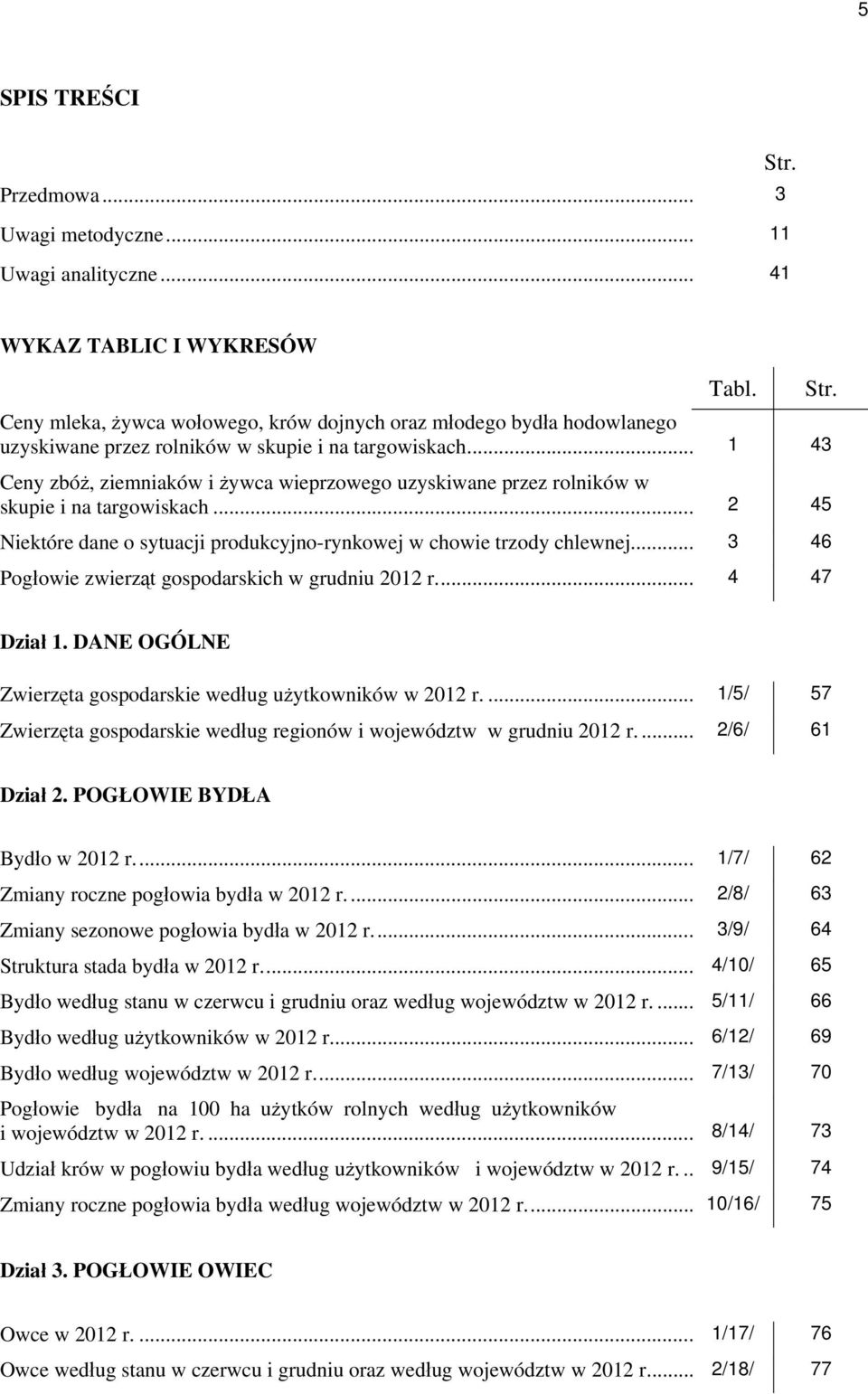 .. 1 43 Ceny zbóż, ziemniaków i żywca wieprzowego uzyskiwane przez rolników w skupie i na targowiskach... 2 45 Niektóre dane o sytuacji produkcyjno-rynkowej w chowie trzody chlewnej.