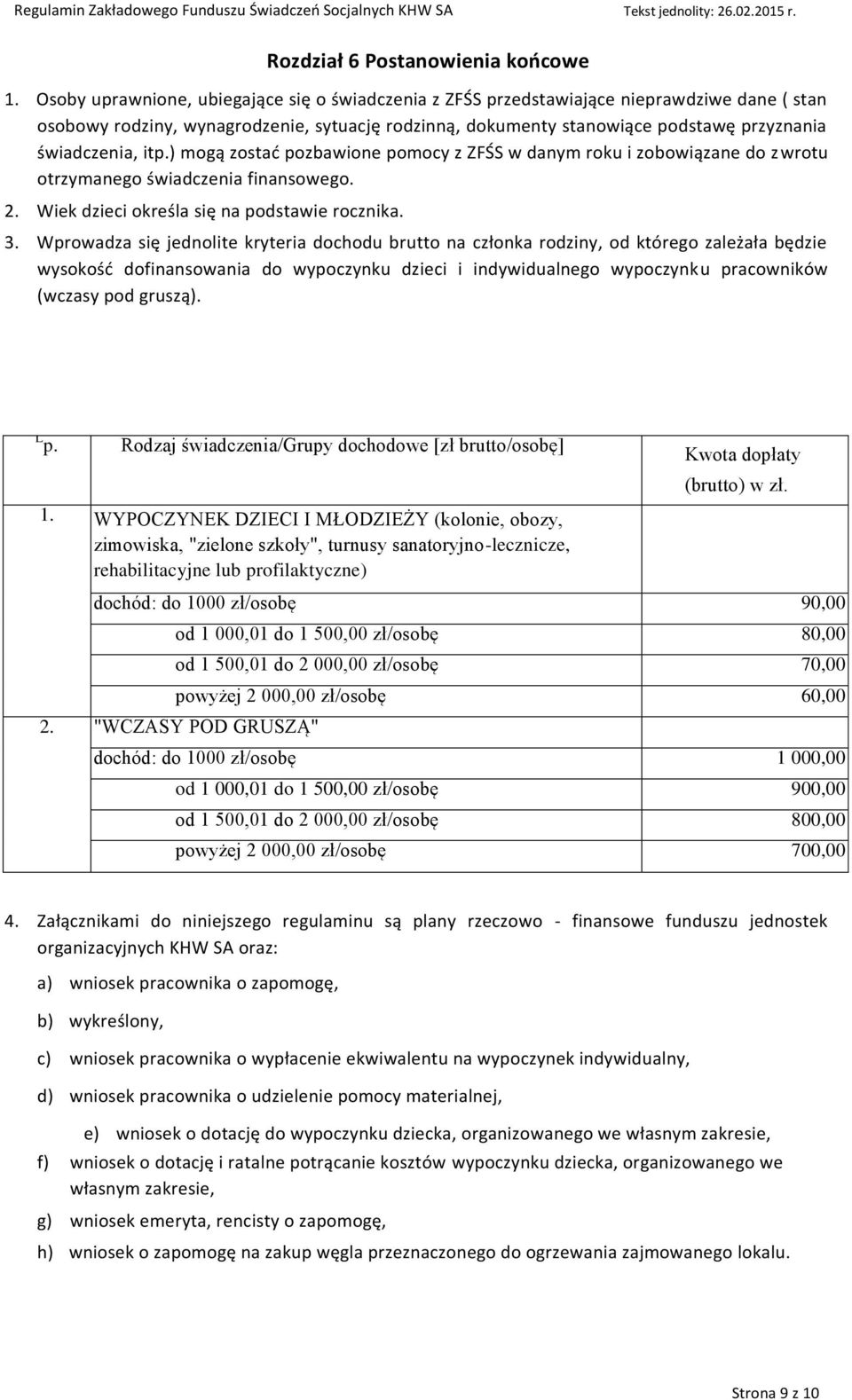 itp.) mogą zostać pozbawione pomocy z ZFŚS w danym roku i zobowiązane do zwrotu otrzymanego świadczenia finansowego. 2. Wiek dzieci określa się na podstawie rocznika. 3.