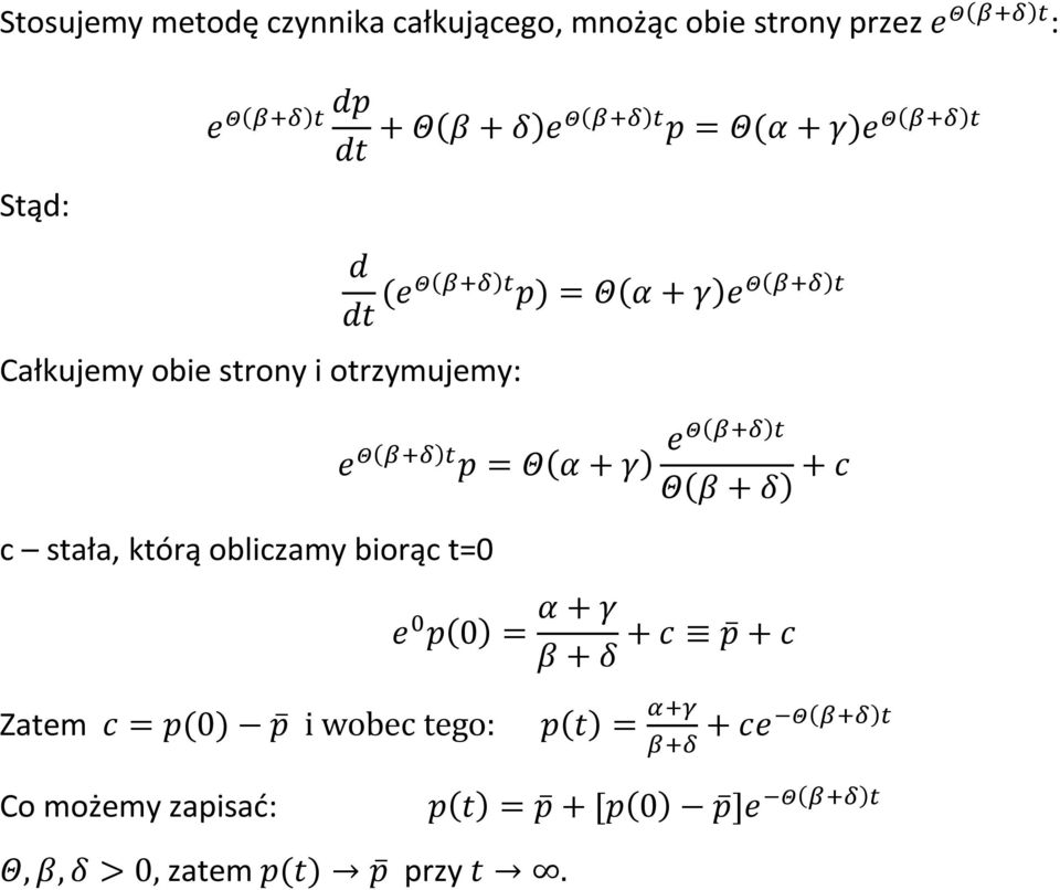 stała, którą obliczamy biorąc t=0 = + = + + + 0 = + + + +