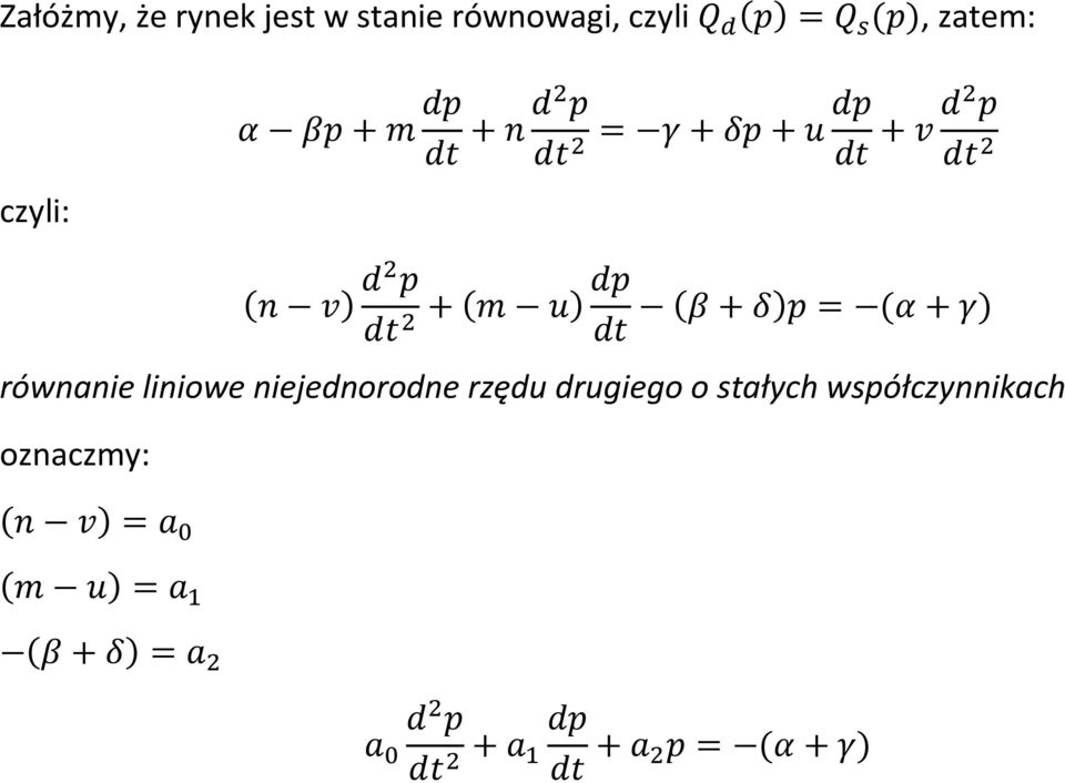 równanie liniowe niejednorodne rzędu drugiego