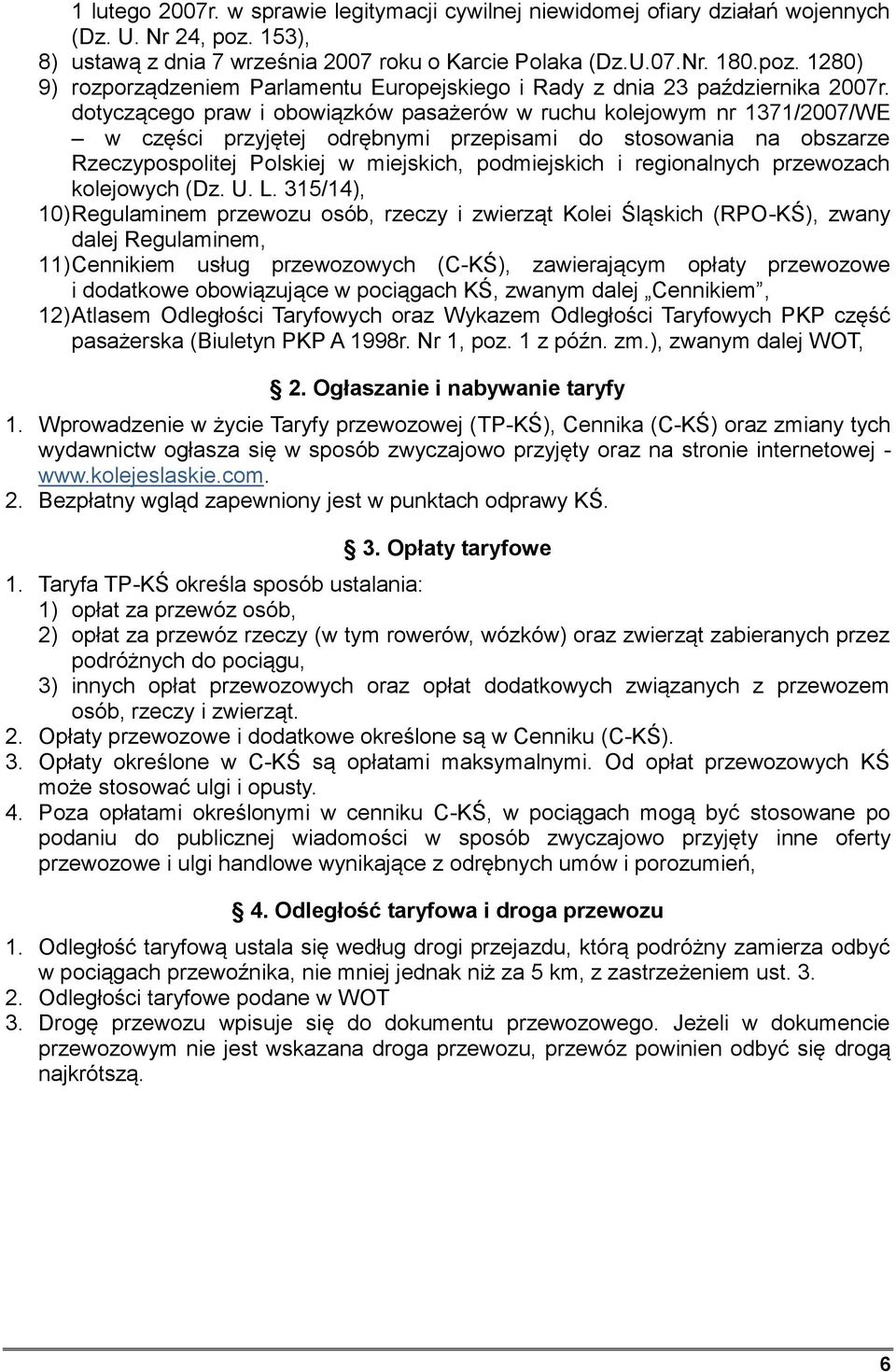 regionalnych przewozach kolejowych (Dz. U. L.