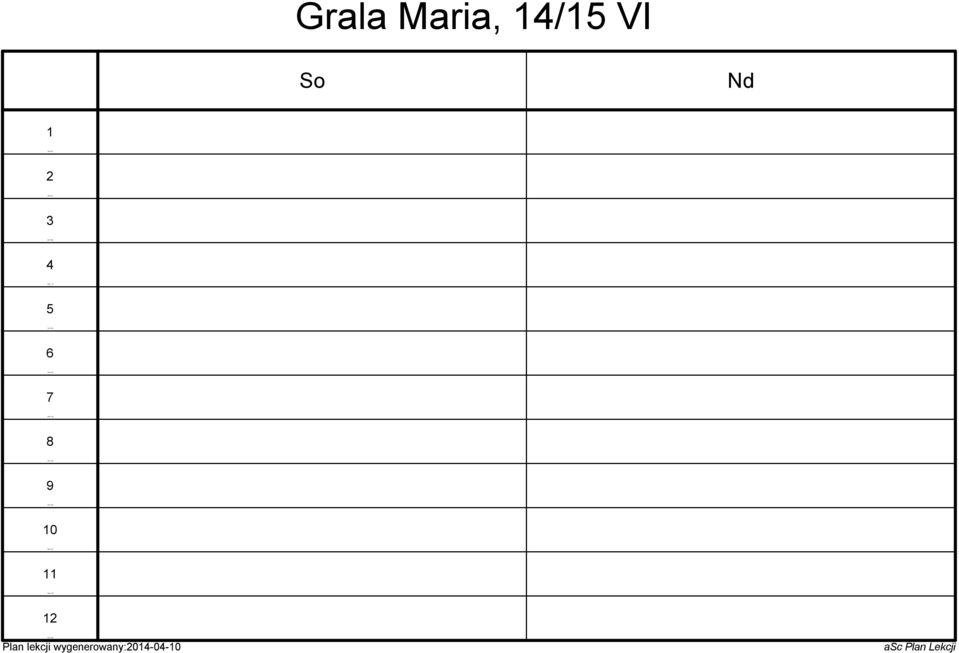 Maria, / VI Plan lekcji