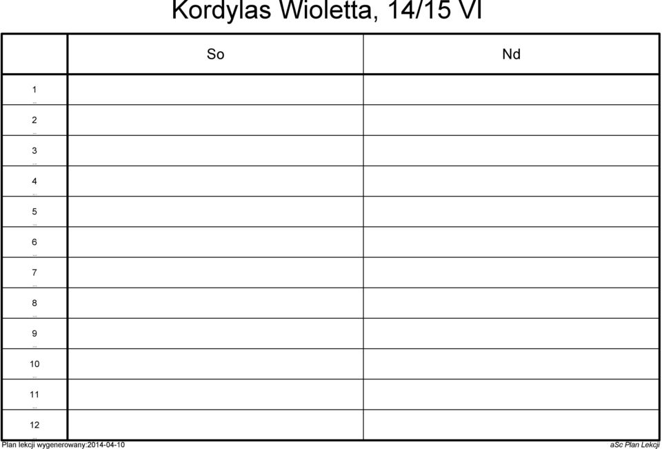 / VI Plan lekcji wygenerowany:0-0-