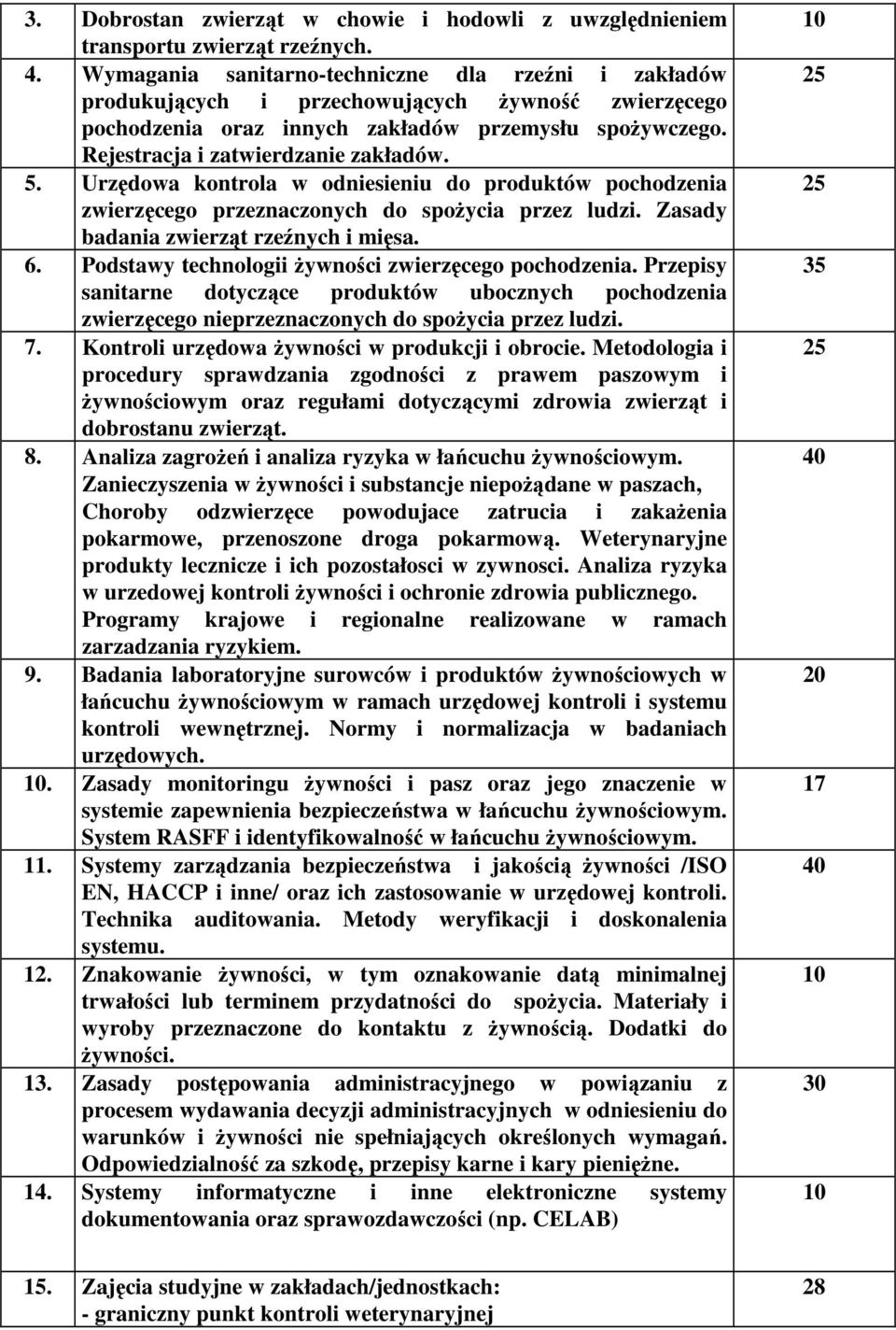 5. Urzędowa kontrola w odniesieniu do produktów pochodzenia zwierzęcego przeznaczonych do spożycia przez ludzi. Zasady badania zwierząt rzeźnych i mięsa. 6.