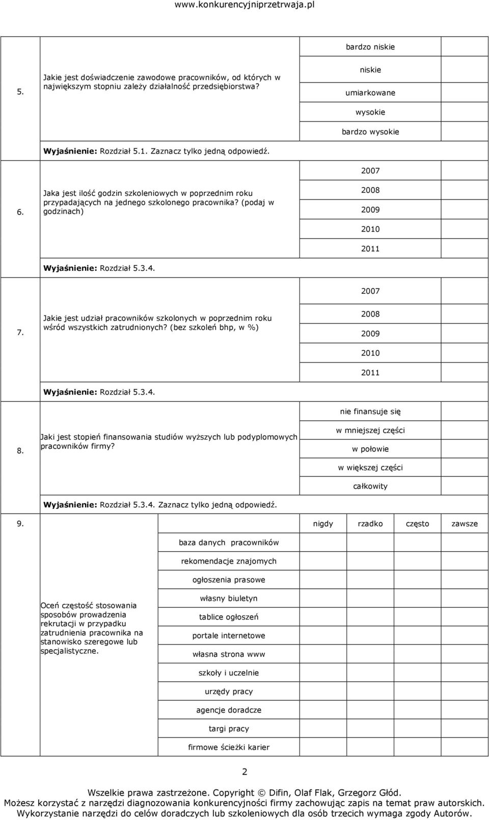 Jakie jest udział pracowników szkolonych w poprzednim roku wśród wszystkich zatrudnionych? (bez szkoleń bhp, w %) finansuje się 8. 9.
