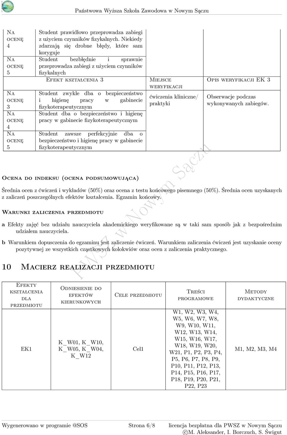 higienę pracy w gabinecie fizykoterapeutycznym Student dba o bezpieczeństwo i higienę pracy w gabinecie fizykoterapeutycznym Student zawsze perfekcyjnie dba o bezpieczeństwo i higienę pracy w