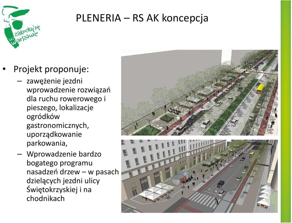 uporządkowanie parkowania, Wprowadzenie bardzo bogatego programu nasadzeń