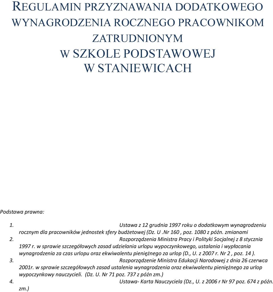 Rozporządzenia Ministra Pracy i Polityki Socjalnej z 8 stycznia 1997 r.