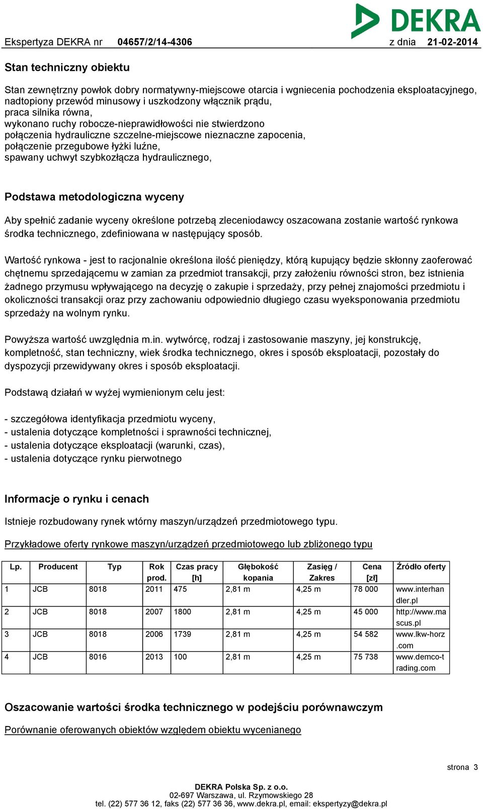 hydraulicznego, Podstawa metodologiczna wyceny Aby spełnić zadanie wyceny określone potrzebą zleceniodawcy oszacowana zostanie wartość rynkowa środka technicznego, zdefiniowana w następujący sposób.