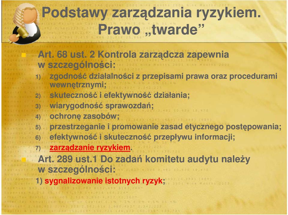 skuteczność i efektywność działania; 3) wiarygodność sprawozdań; 4) ochronę zasobów; 5) przestrzeganie i promowanie zasad