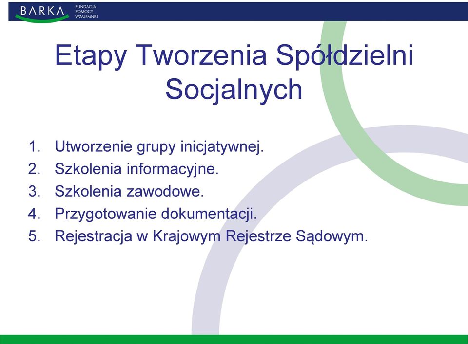 Szkolenia informacyjne. 3. Szkolenia zawodowe. 4.