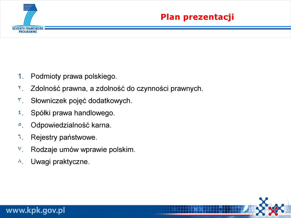 Słowniczek pojęć dodatkowych. ٤. Spółki prawa handlowego. ٥.