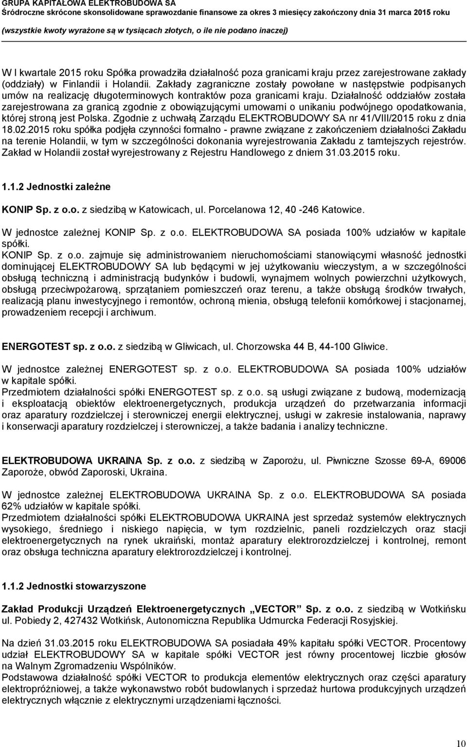 Działalność oddziałów została zarejestrowana za granicą zgodnie z obowiązującymi umowami o unikaniu podwójnego opodatkowania, której stroną jest Polska.