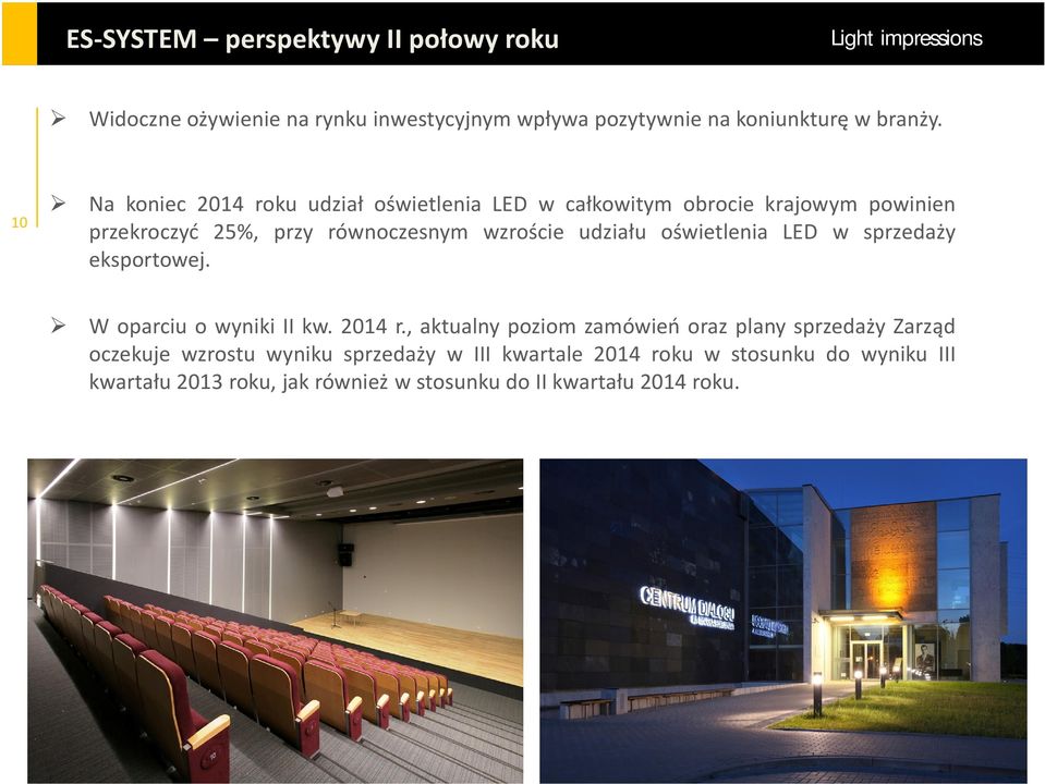 udziału oświetlenia LED w sprzedaży eksportowej. W oparciu o wyniki II kw. 2014 r.