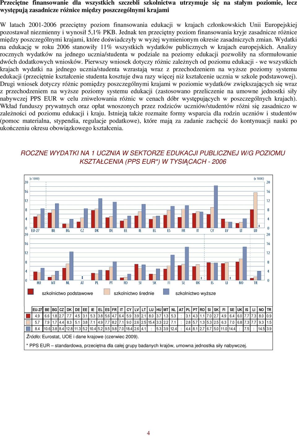 Jednak ten przeciętny poziom finansowania kryje zasadnicze różnice między poszczególnymi krajami, które doświadczyły w wyżej wymienionym okresie zasadniczych zmian.