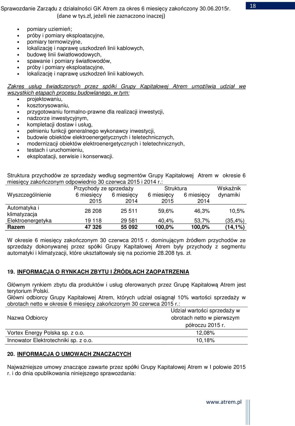 Zakres usług świadczonych przez spółki Grupy Kapitałowej Atrem umożliwia udział we wszystkich etapach procesu budowlanego, w tym: projektowaniu, kosztorysowaniu, przygotowaniu formalno-prawne dla