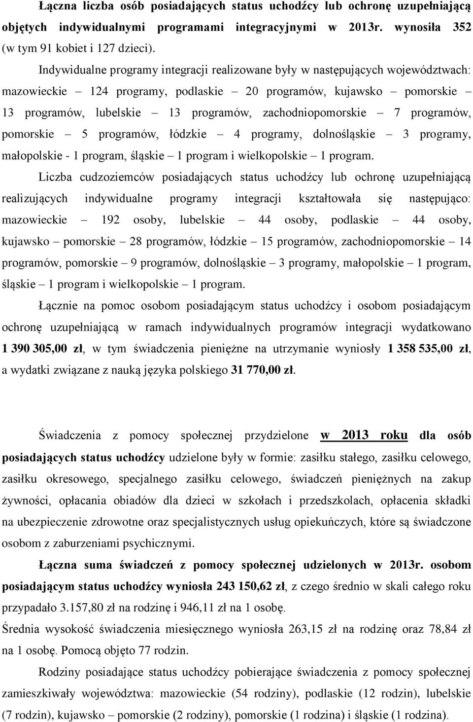 zachodniopomorskie 7 programów, pomorskie 5 programów, łódzkie 4 programy, dolnośląskie 3 programy, małopolskie - 1 program, śląskie 1 program i wielkopolskie 1 program.