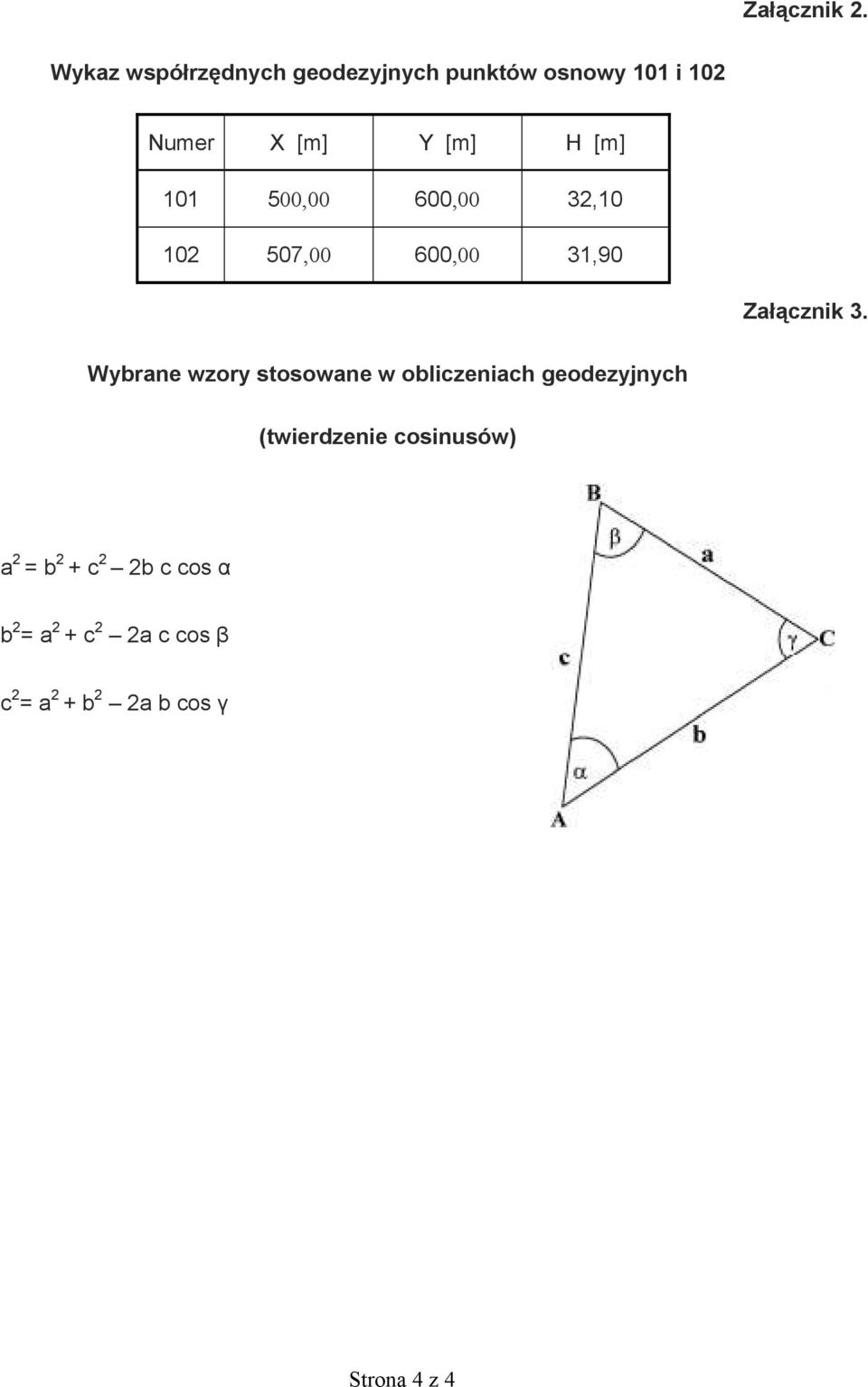 [m] 101 500,00 600,00 32,10 102 507,00 600,00 31,90 Za cznik 3.