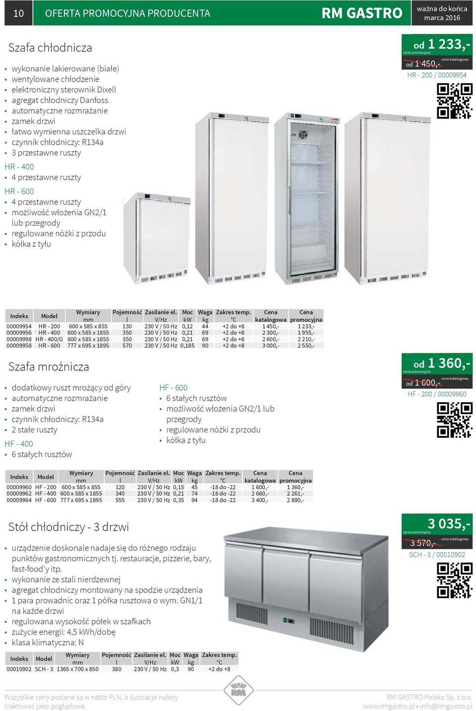 450,- HR - 200 / 00009954 Pojemność Zasianie e. Moc Waga Zakres temp.