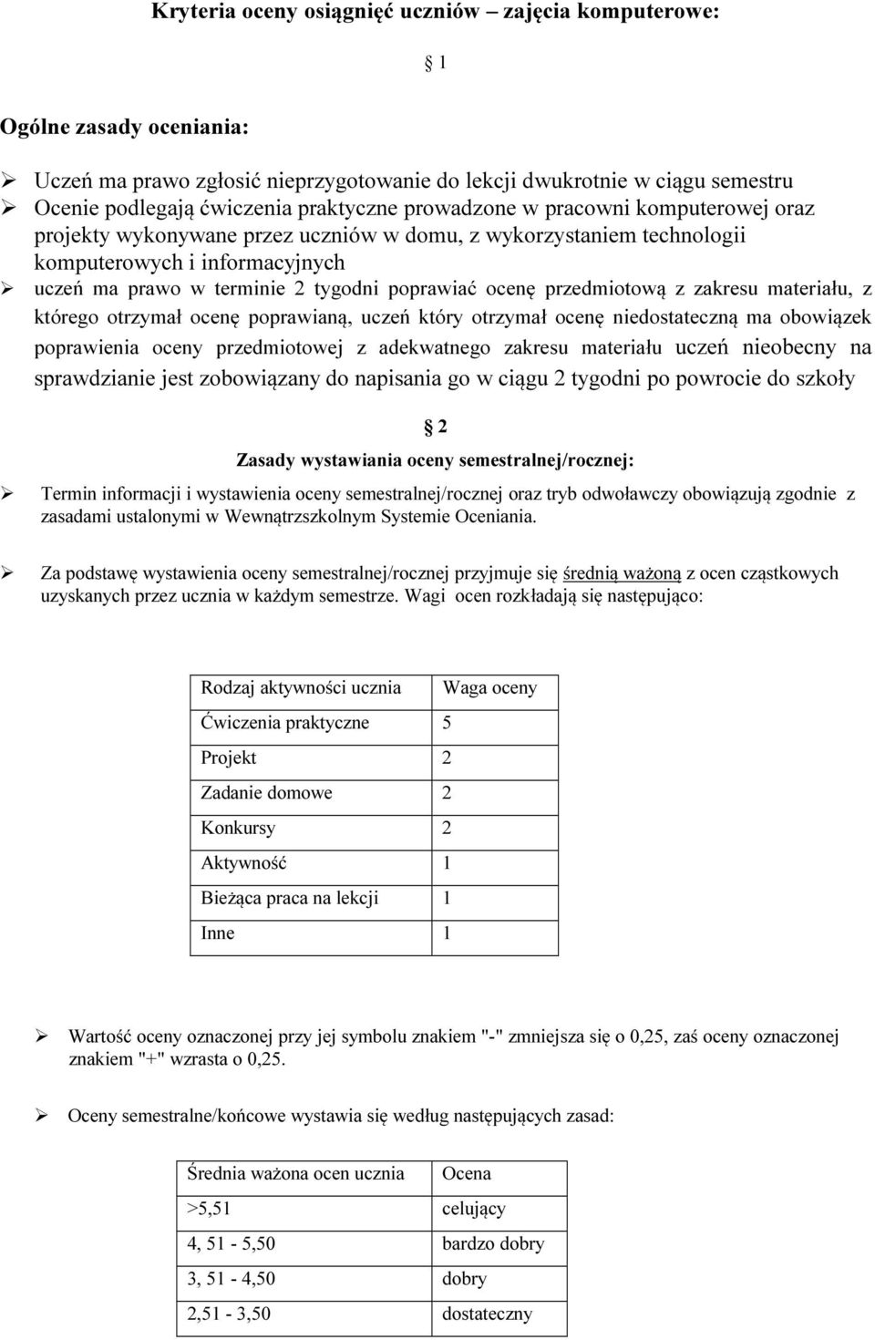 przedmiotową z zakresu materiału, z którego otrzymał ocenę poprawianą, uczeń który otrzymał ocenę niedostateczną ma obowiązek poprawienia oceny przedmiotowej z adekwatnego zakresu materiału uczeń