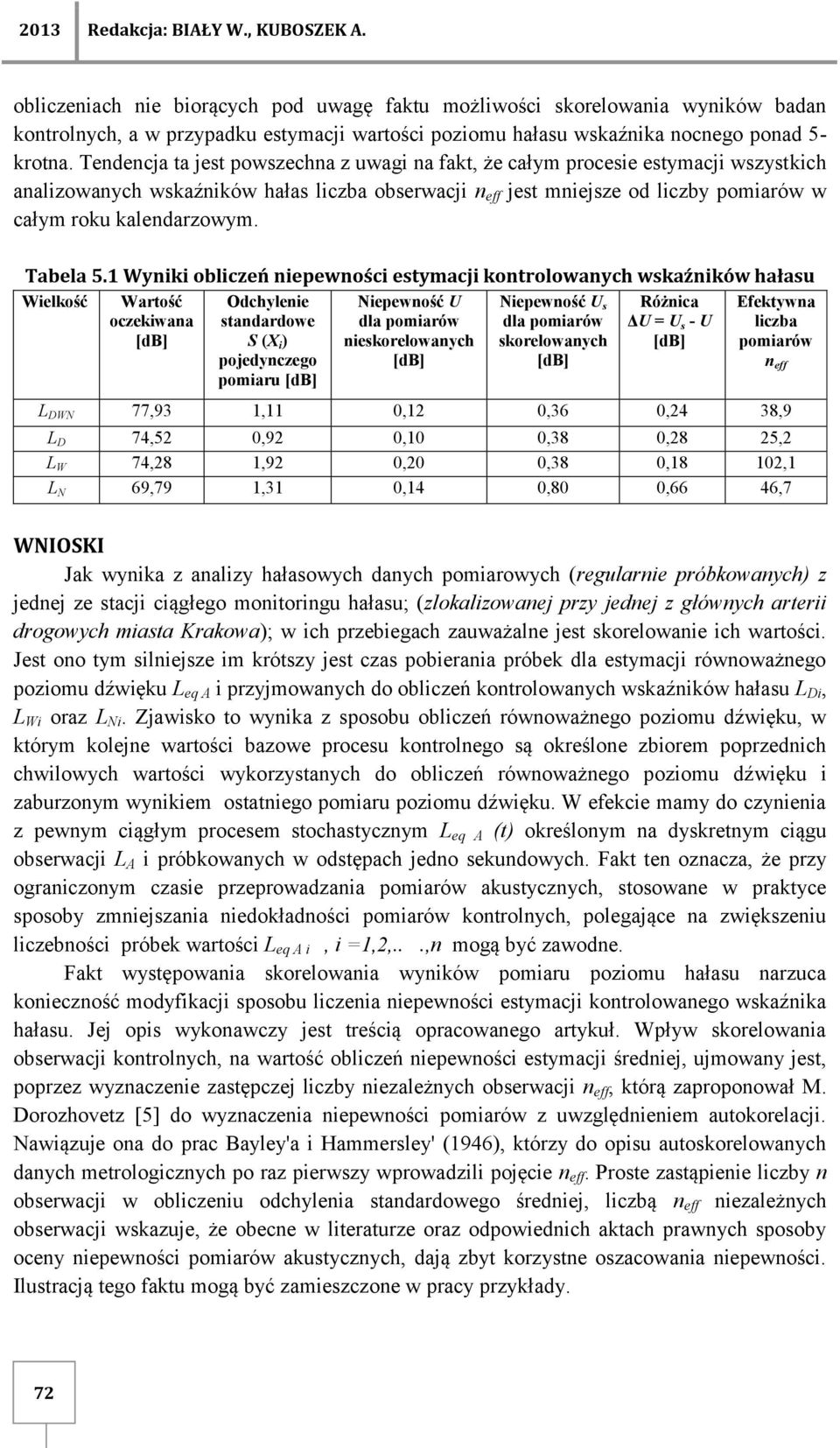 Tedecja ta jest powszecha z uwagi a fakt, że całym procesie estymacji wszystkich aalizowaych wskaźików hałas liczba obserwacji eff jest miejsze od liczby pomiarów w całym roku kaledarzowym. Tabela 5.