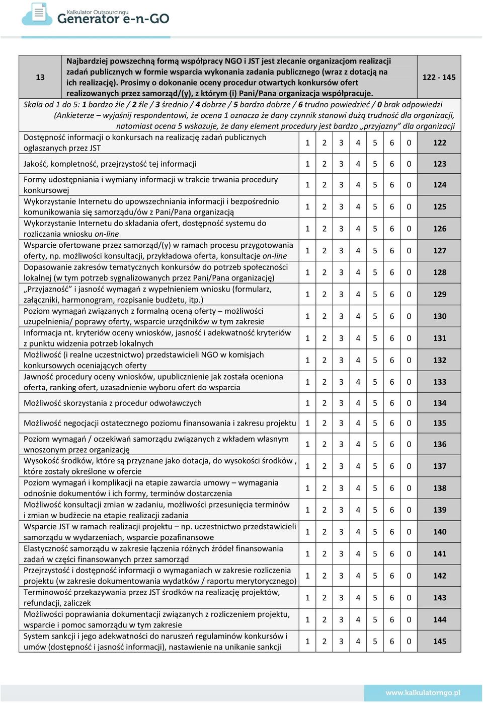 Skala od 1 do 5: 1 bardzo źle / 2 źle / 3 średnio / 4 dobrze / 5 bardzo dobrze / 6 trudno powiedzieć / 0 brak odpowiedzi (Ankieterze wyjaśnij respondentowi, że ocena 1 oznacza że dany czynnik stanowi