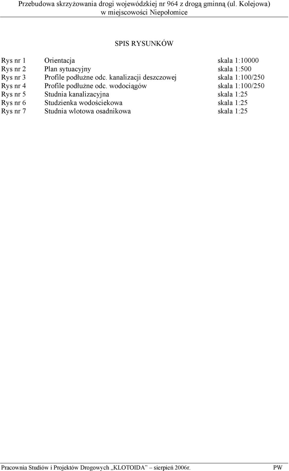 3 Profile podłużne odc. kanalizacji deszczowej skala 1:100/250 Rys nr 4 Profile podłużne odc.