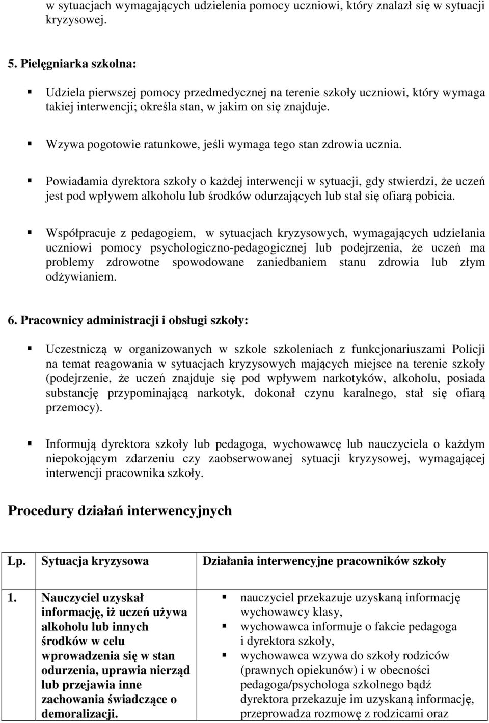 Wzywa pogotowie ratunkowe, jeśli wymaga tego stan zdrowia ucznia.