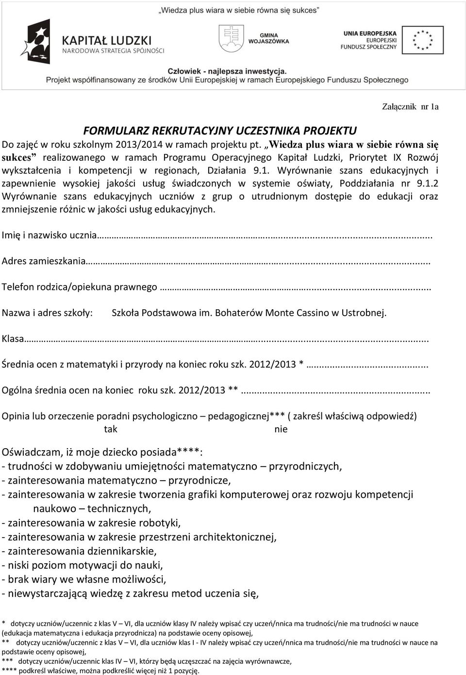 Wyrównanie szans edukacyjnych i zapewnienie wysokiej jakości usług świadczonych w systemie oświaty, Poddziałania nr 9.1.