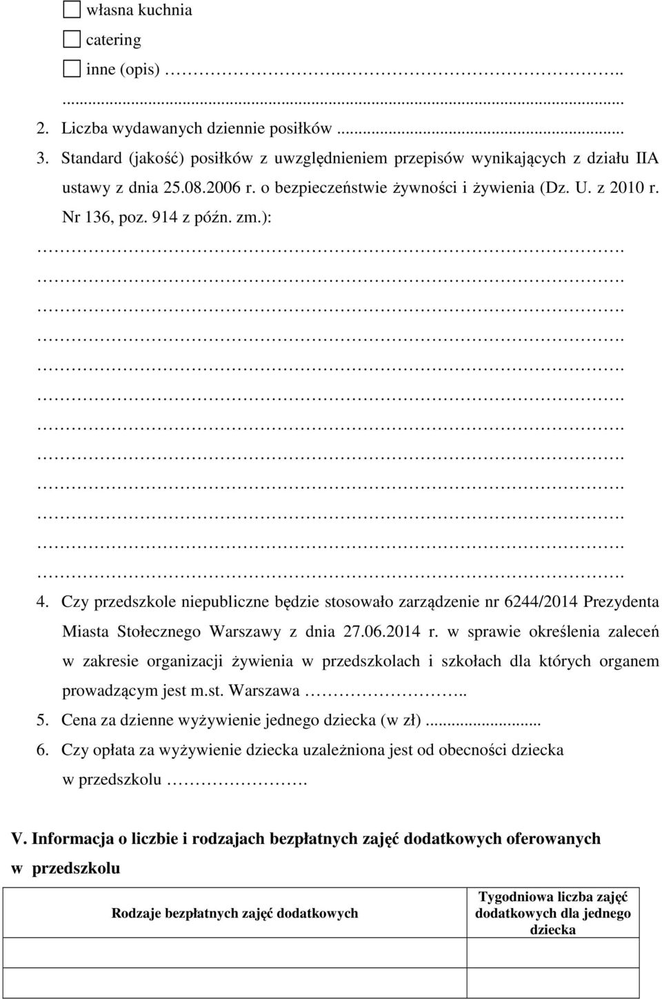 Czy przedszkole niepubliczne będzie stosowało zarządzenie nr 6244/2014 Prezydenta Miasta Stołecznego Warszawy z dnia 27.06.2014 r.