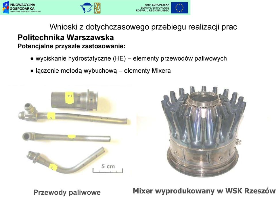 hydrostatyczne (HE) elementy przewodów paliwowych łączenie metodą