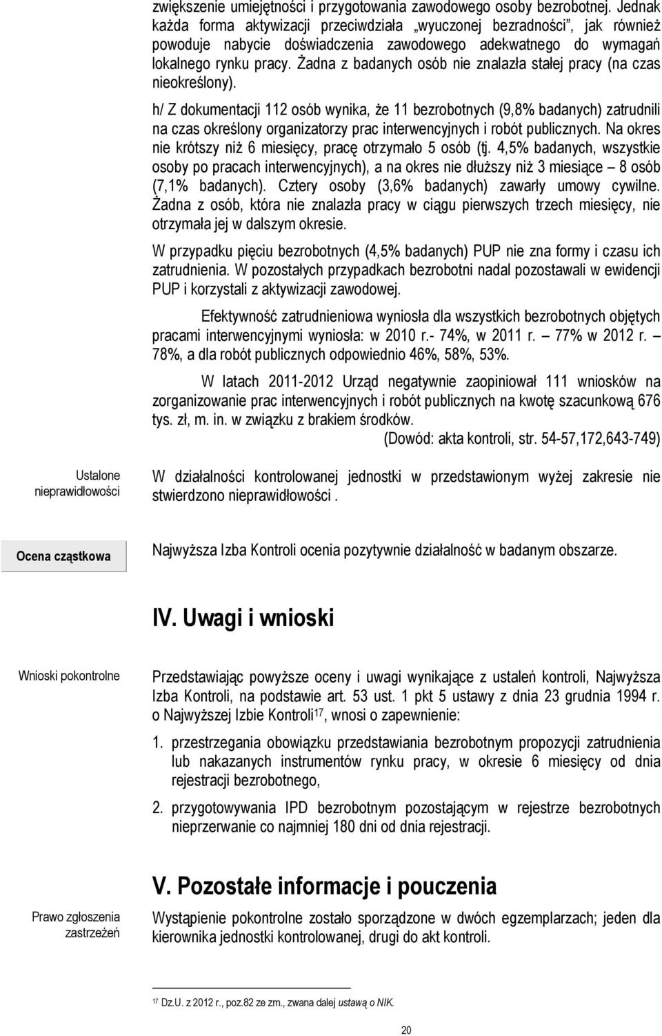 Żadna z badanych osób nie znalazła stałej pracy (na czas nieokreślony).