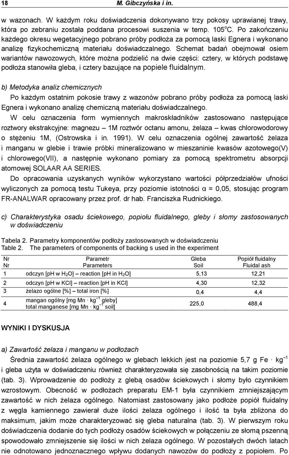 Schemat badań obejmował osiem wariantów nawozowych, które moŝna podzielić na dwie części: cztery, w których podstawę podłoŝa stanowiła gleba, i cztery bazujące na popiele fluidalnym.