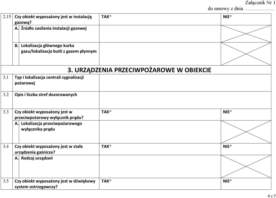 1 Typ i lokalizacja centrali sygnalizacji pożarowej 3.2 Opis i liczba stref dozorowanych 3.