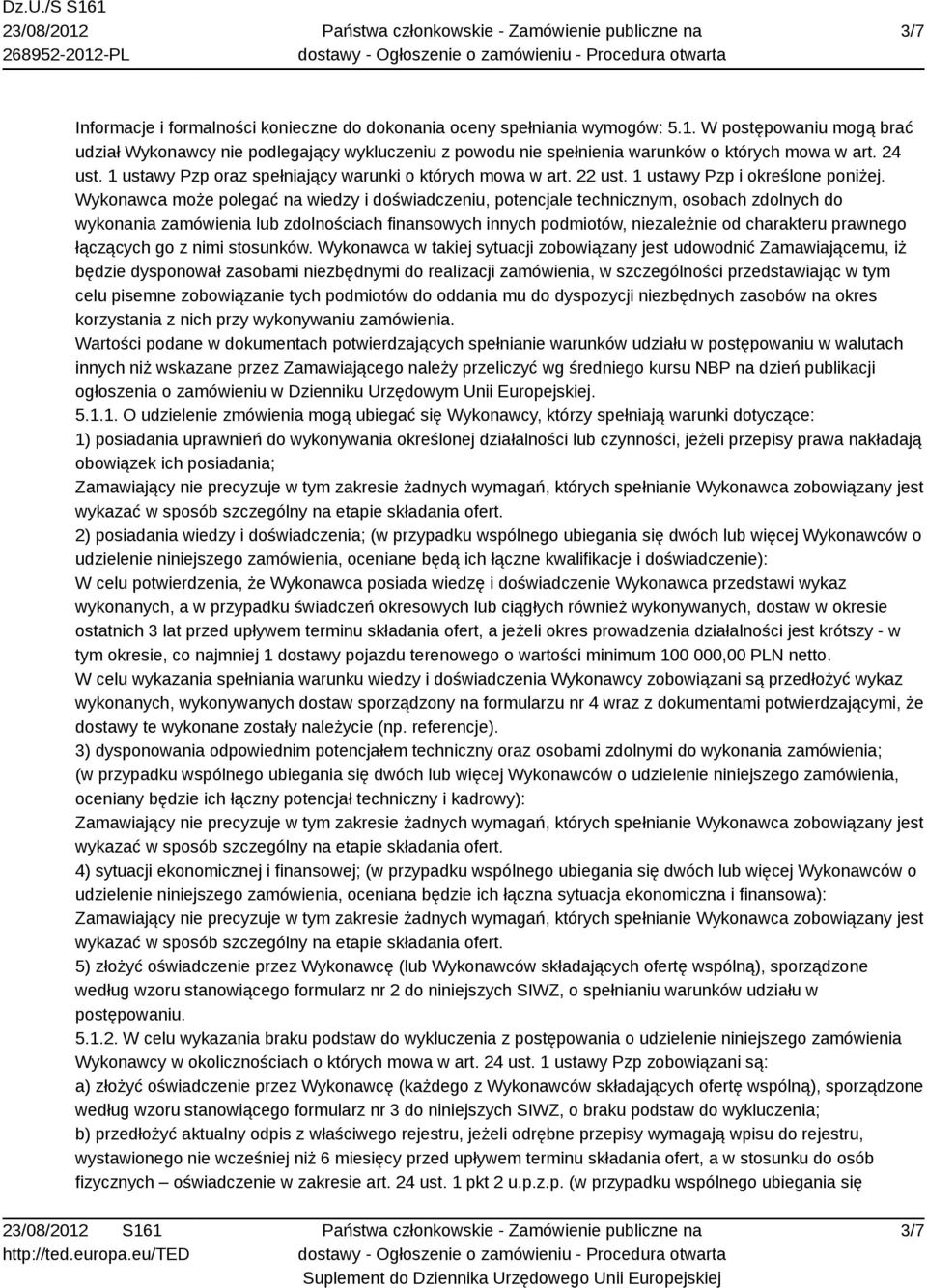 1 ustawy Pzp i określone poniżej.