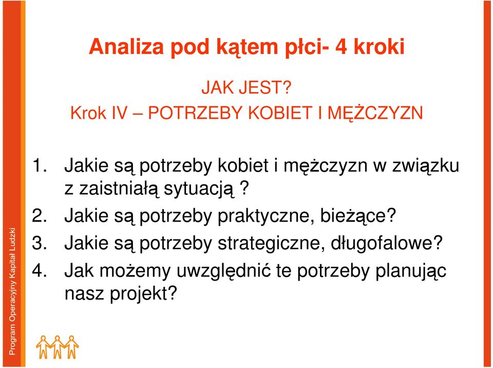 Jakie są potrzeby kobiet i męŝczyzn w związku z zaistniałą sytuacją? 2.