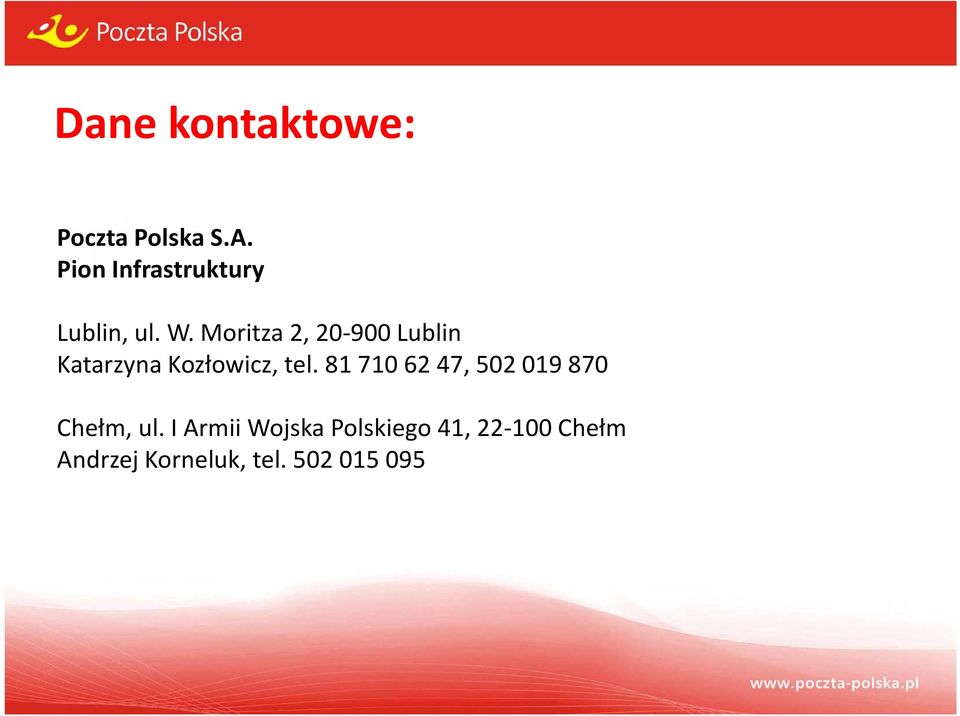 Moritza 2, 20-900 Lublin KatarzynaKozłowicz,tel.