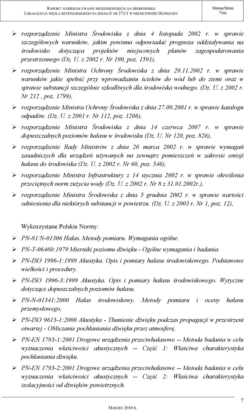 1591), rozporządzenie Ministra Ochrony Środowiska z dnia 29.11.2002 r.