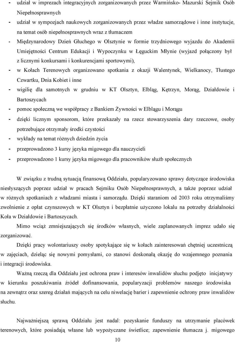 (wyjazd połączony był z licznymi konkursami i konkurencjami sportowymi), - w Kołach Terenowych organizowano spotkania z okazji Walentynek, Wielkanocy, Tłustego Czwartku, Dnia Kobiet i inne - wigilię