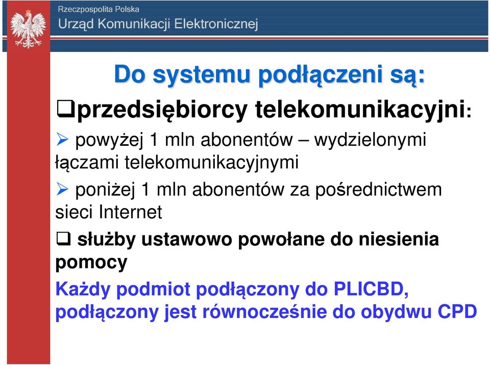 abonentów za pośrednictwem sieci Internet służby ustawowo powołane do