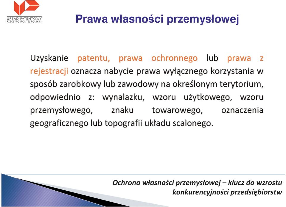 zawodowy na określonym terytorium, odpowiednio z: wynalazku, wzoru użytkowego, u