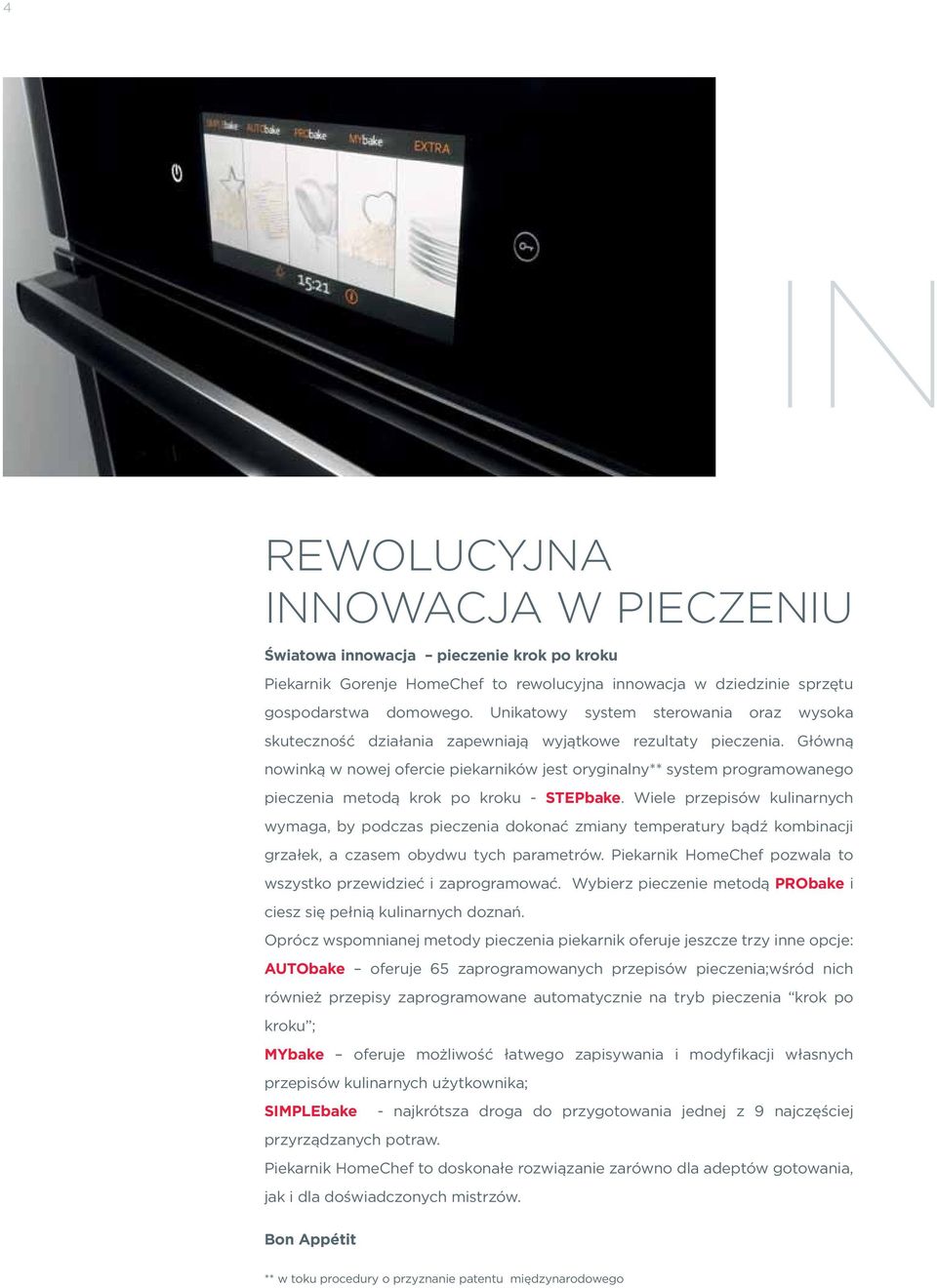 Główną nowinką w nowej ofercie piekarników jest oryginalny** system programowanego pieczenia metodą krok po kroku - STEPbake.