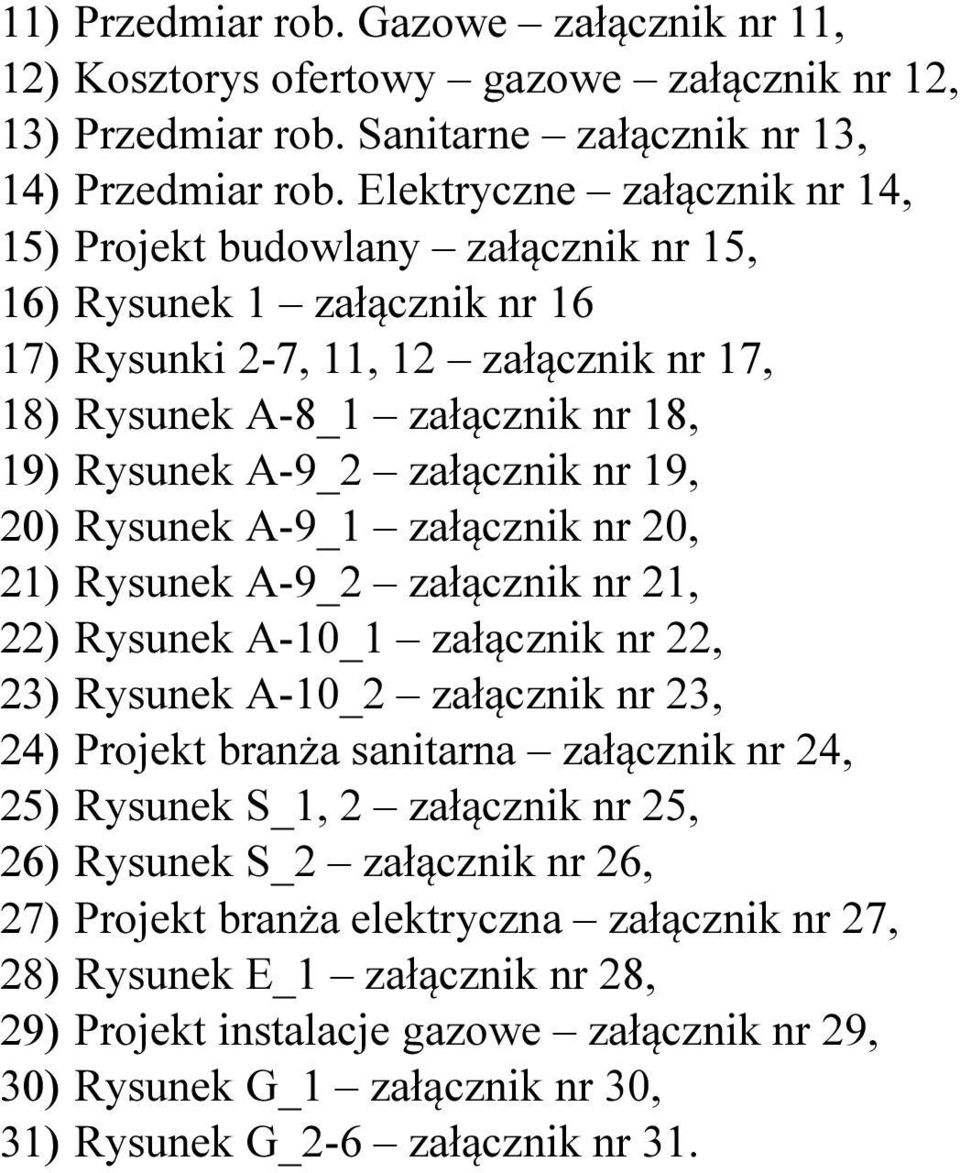 załącznik nr 19, 20) Rysunek A-9_1 załącznik nr 20, 21) Rysunek A-9_2 załącznik nr 21, 22) Rysunek A-10_1 załącznik nr 22, 23) Rysunek A-10_2 załącznik nr 23, 24) Projekt branża sanitarna załącznik