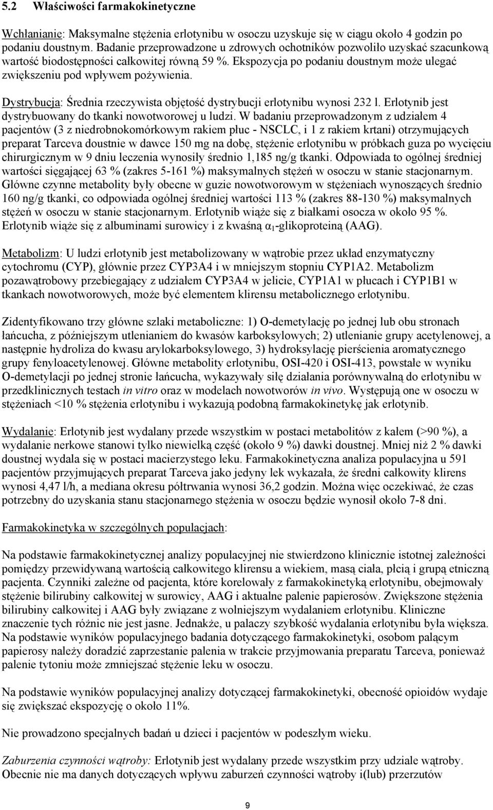 Dystrybucja: Średnia rzeczywista objętość dystrybucji erlotynibu wynosi 232 l. Erlotynib jest dystrybuowany do tkanki nowotworowej u ludzi.