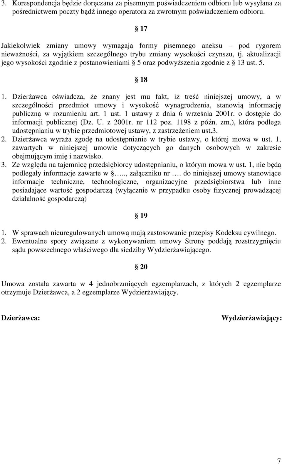 UMOWA DZIERŻAWY Nr działającym na podstawie pełnomocnictwa. zwanym/zwaną  dalej Dzierżawcą - PDF Darmowe pobieranie