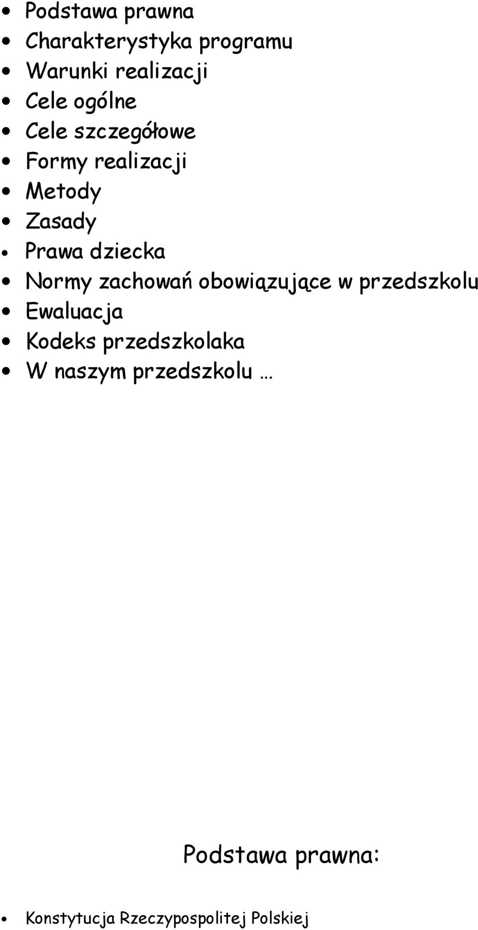 Normy zachowań obowiązujące w przedszkolu Ewaluacja Kodeks